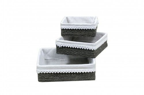 a9c2a8fd-b7bd-4865-af9f-b941b5f64fae.jpg Cajoneras de tiras de Papel Gris C/ Tela Blanca S/3 - Imagen 1