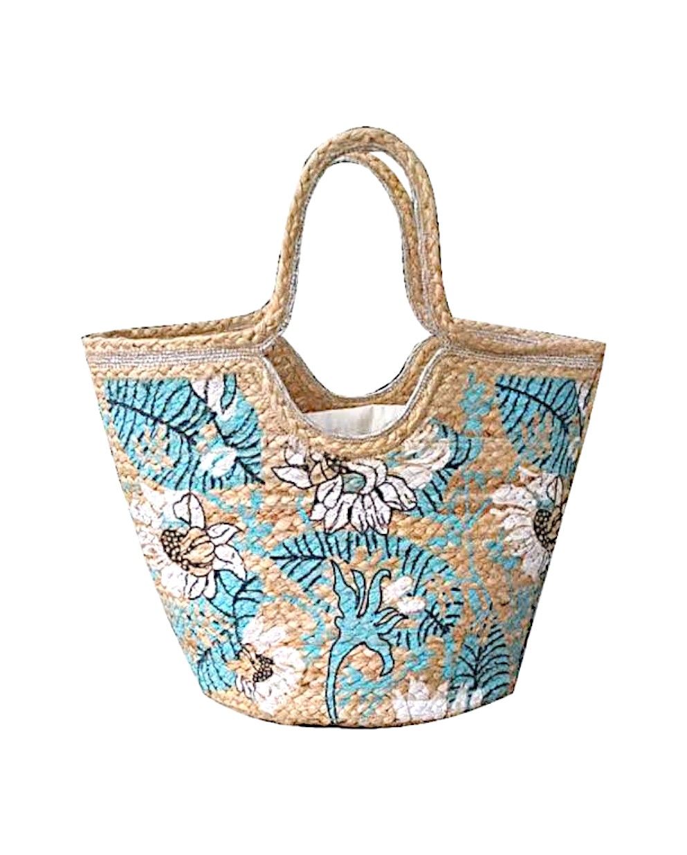 Bolso yute Floral Blau