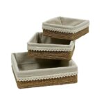 Cajoneras tiras de Papel Beige C/ Tela Bg 16x16x6cm