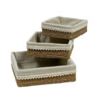 Cajoneras tiras de Papel Beige C/ Tela Bg 18x18x6cm