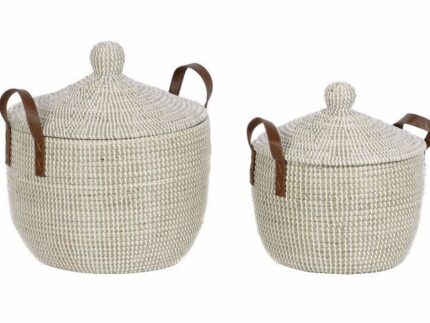 Cesto de seagrass Blanco con tapa