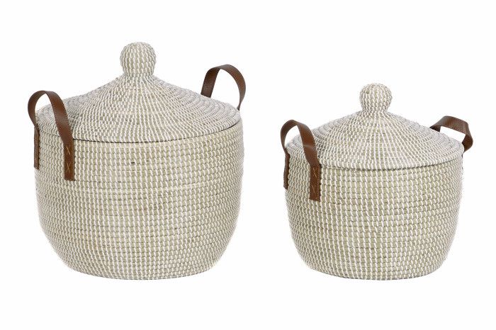 Cesto de seagrass Blanco con tapa