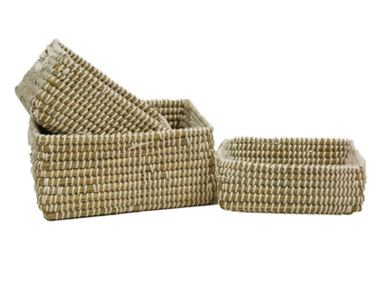 Cajoneras Yute Natural Y Blanco L