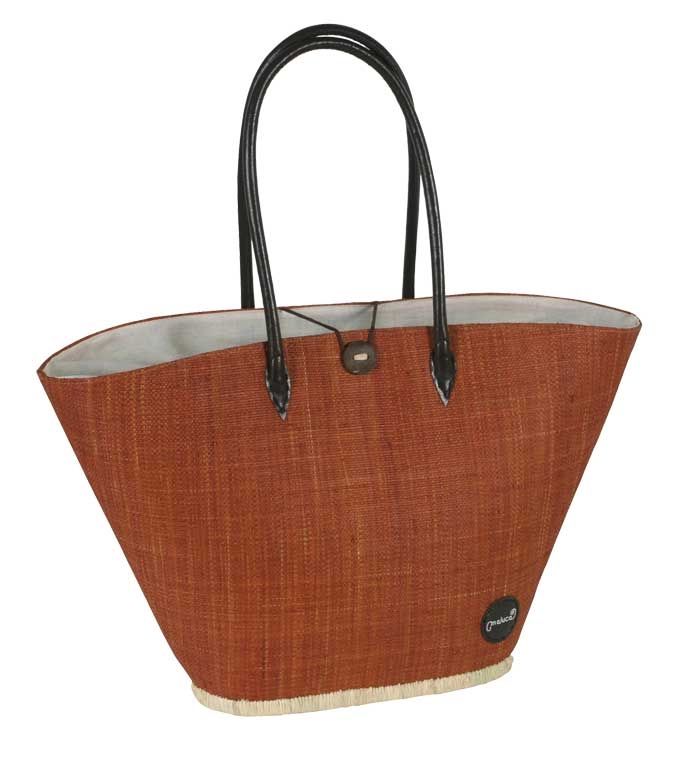 Capazo rafia Naranja  A/polipiel