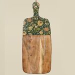 Tabla Cortar Flores Verde 50x20cm