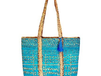 Shopper jute Africa Turq 45x30 Cm