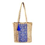 Shopper jute Franja Estamp Azul 40x36 Cm