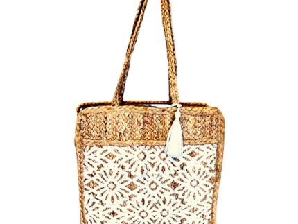 Shopper jute Flor Blanco 40x36 Cm