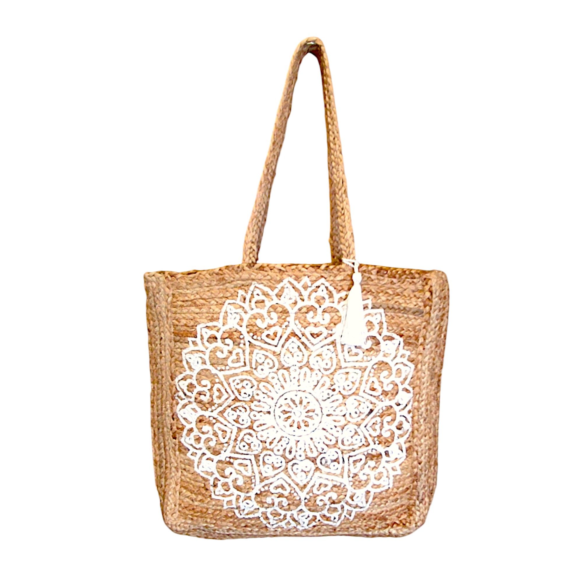 Shopper jute Mandala Blanca 40x36 Cm