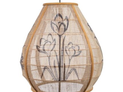 Lampara colgante bambu yute pintado