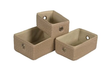 Cesto ojales Beige S 25.5x18x11