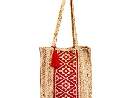 Shopper jute Franja Estamp Bordo 40x36 Cm