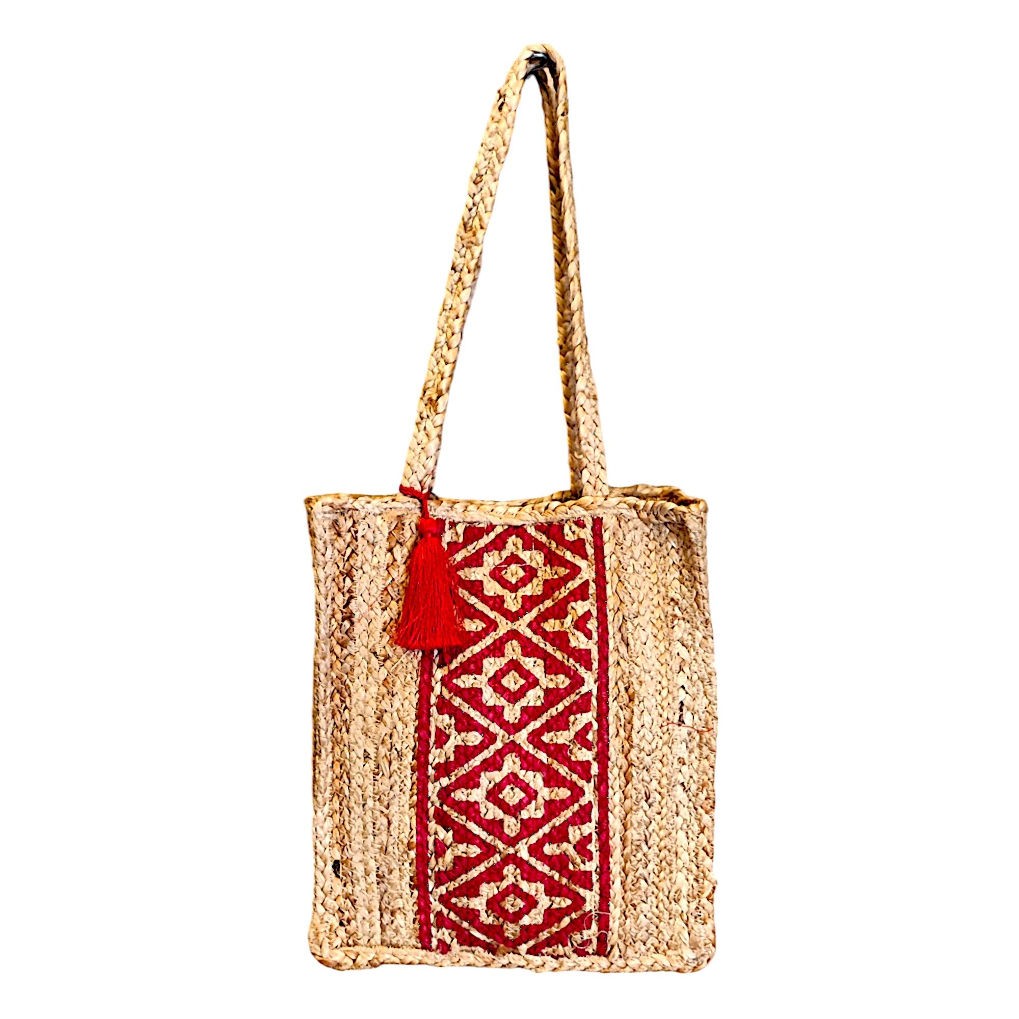 Shopper jute Franja Estamp Bordo 40x36 Cm