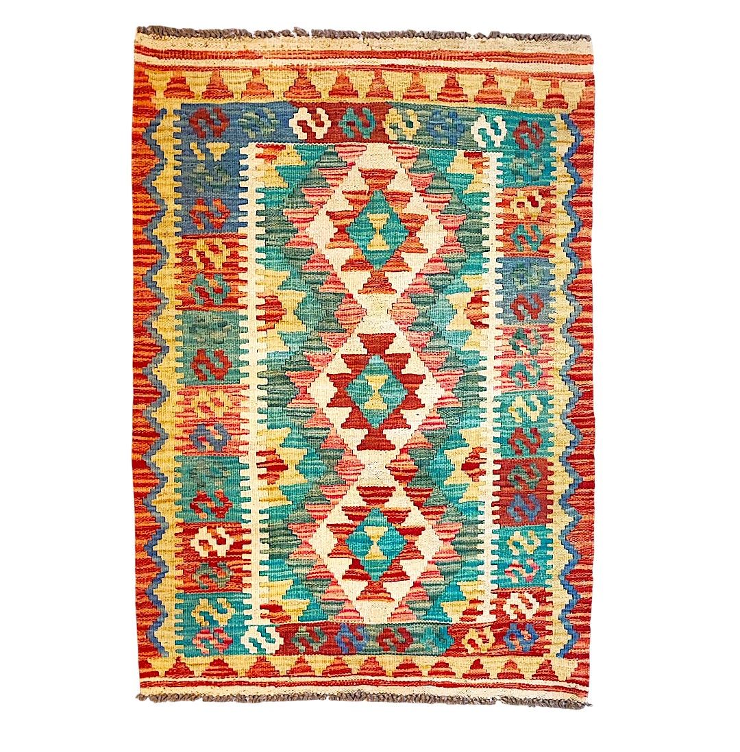 Alfomra Kilim Maimana Gris 1,08x1,52 M - Imagen 1