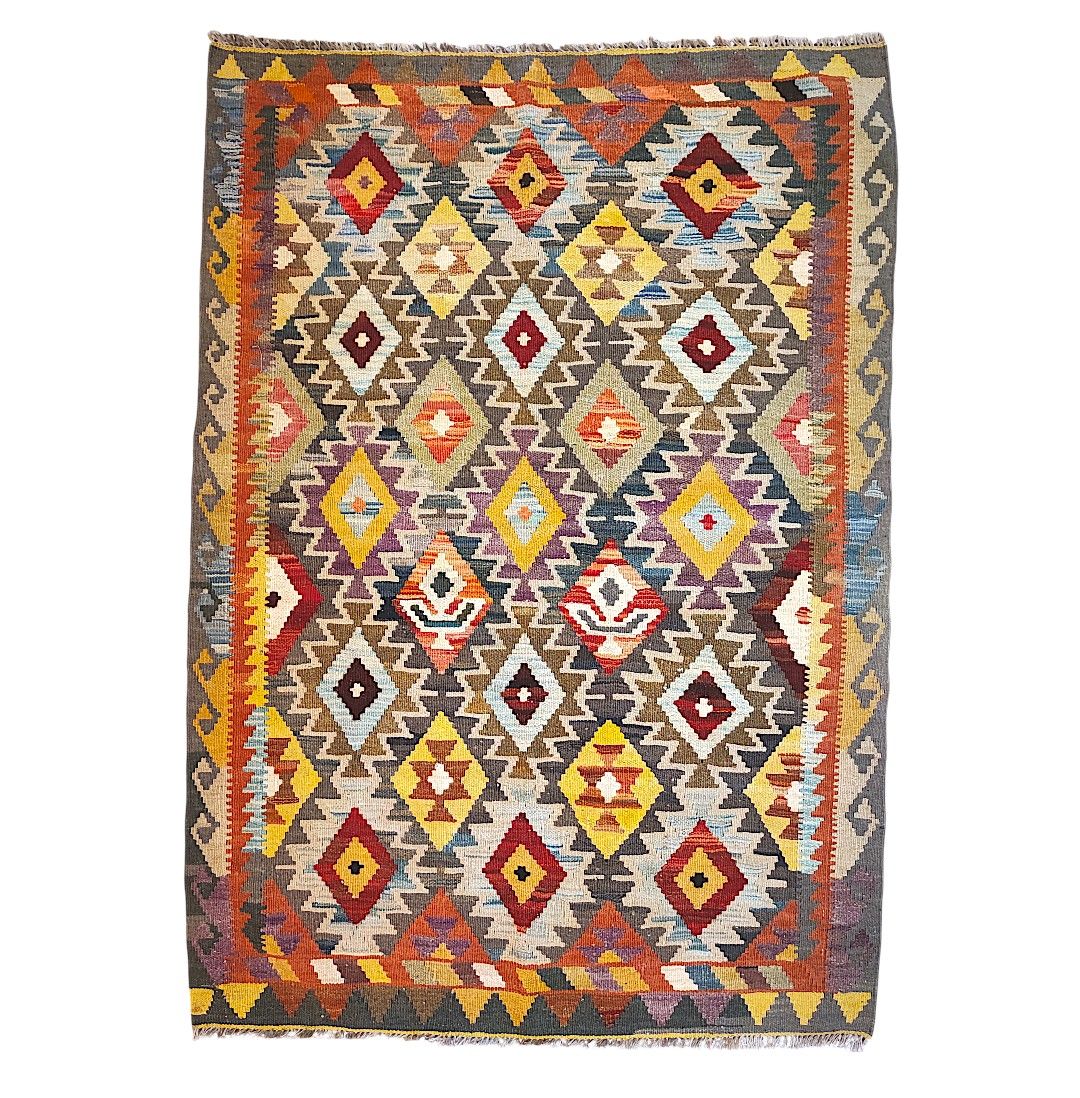 Alfomra Kilim Maimana Gris 1,08x1,52 M - Imagen 1