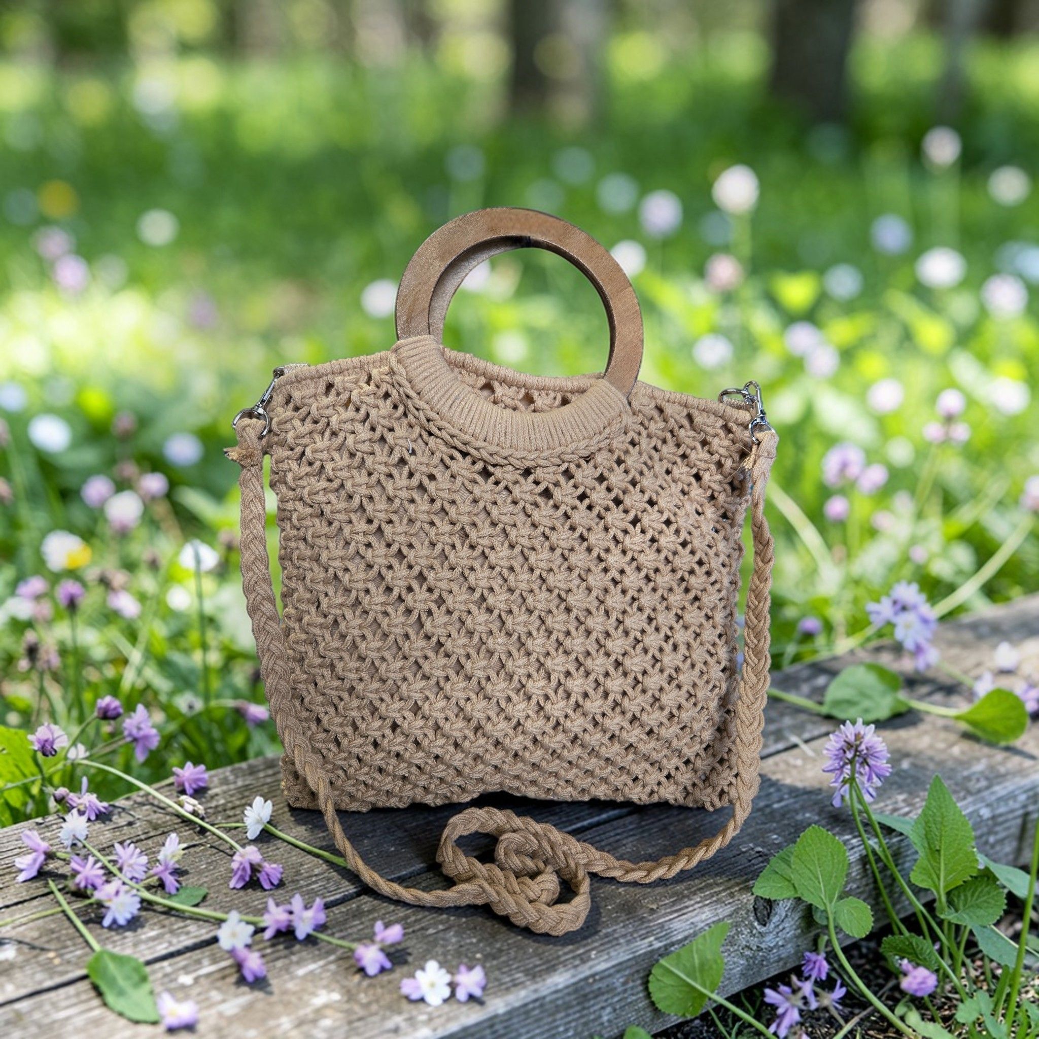 Bolso crochet natural - Imagen 1