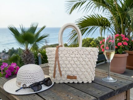 Bolso ganchillo beige