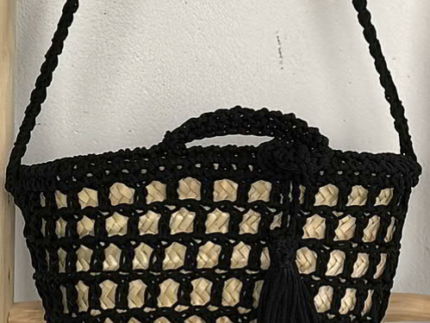 Capazo palma crochet negro