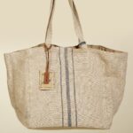 Bolso tela lineas azules