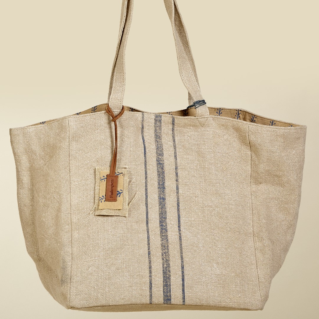 355FO.jpg Bolso tela lineas azules - Imagen 1